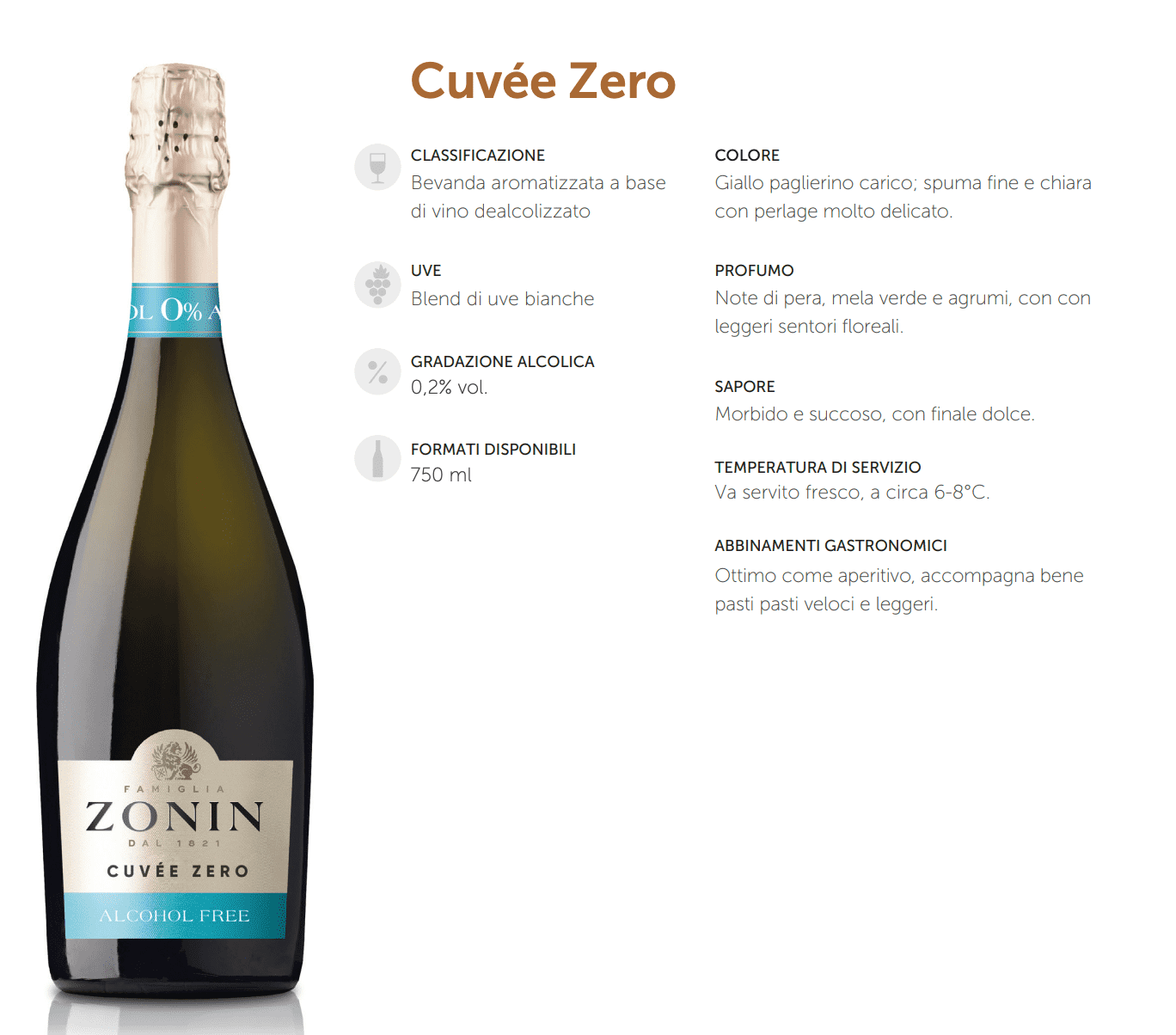 Zonin Cuvée Zero- Bevanda aromatizzata di vino dealcolizzato