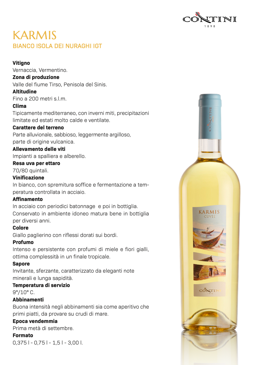 KARMIS CANTINA CONTINI- VINO BIANCO ISOLA DEI NURAGHI IGT