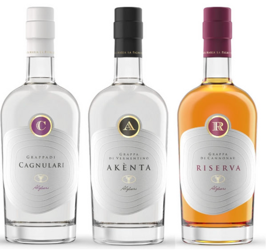 TRIS DI GRAPPE CANTINA SANTA MARIA LA PALMA- ALGHERO- 3 BOTTIGLIE da 500ml