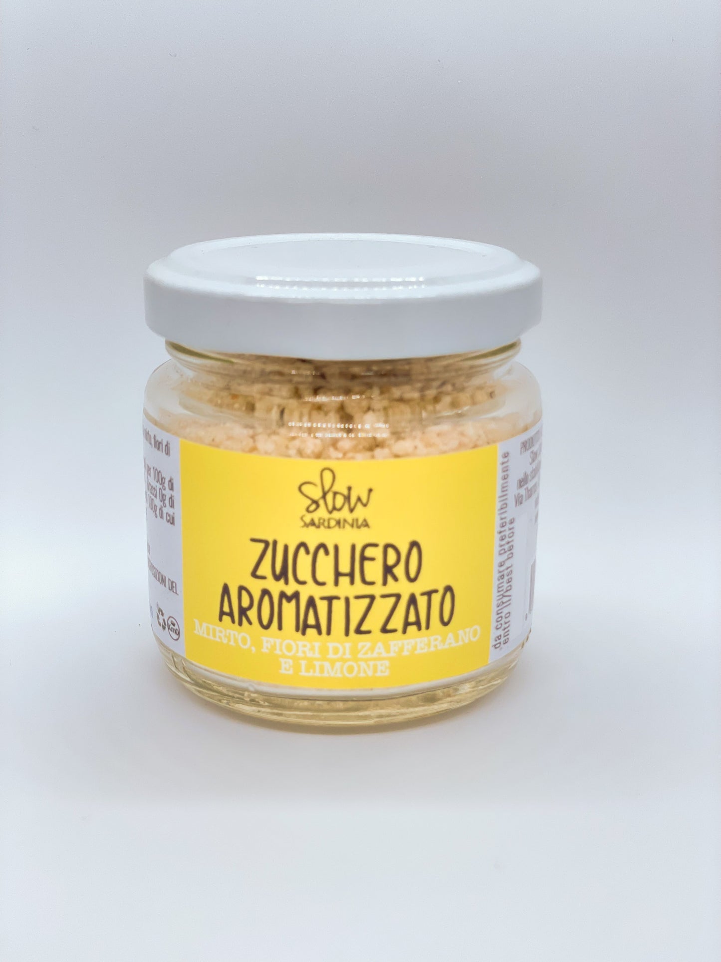 Zucchero aromatizzato Mirto, Fiori di zafferano e Limone – Slow Sardinia